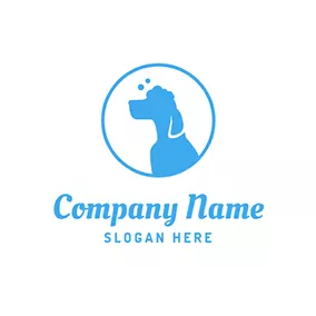 狗狗美容 Logo Simple Circle and Cute Dog logo design