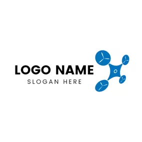 無人機 Logo Simple Circle and Drone logo design
