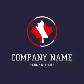 メープルリーフロゴ Simple Circle and Maple Leaf logo design