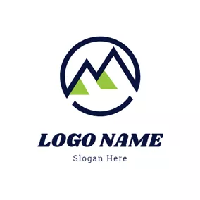 Hiking Logo Simple Circle and Mountain logo design