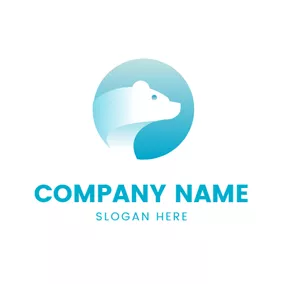 ホッキョクグマロゴ Simple Circle and Polar Bear logo design