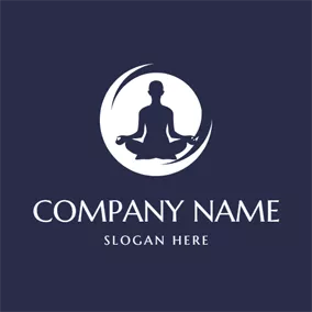ヨガロゴ Simple Circle and Yoga Woman logo design