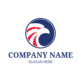 军事 Logo Simple Circle Eagle American logo design
