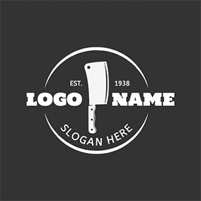 别针 Logo Simple Circle Knife Chopping logo design