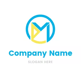 M Logo Simple Circle Letter D and M logo design