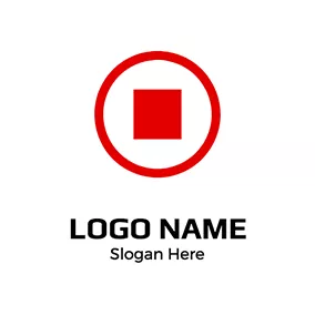 停止logo Simple Circle Square Stop logo design