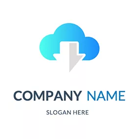 矢印のロゴ Simple Cloud and Arrow Download Sign logo design