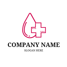 Outline Logo Simple Cross Blood Drop logo design