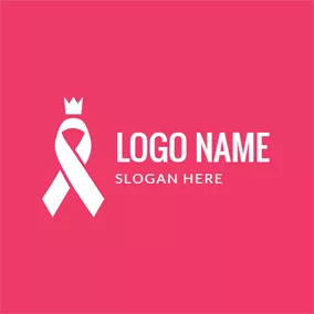 Pink Logo Simple Crown and Crossed Ribbon logo design