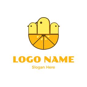 Yellow Logo Simple Cute Chick logo design