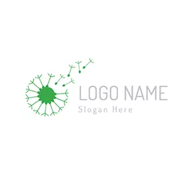 たんぽぽ　ロゴ Simple Dandelion and Flying Seed logo design