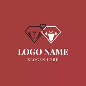ダイヤモンドのロゴ Simple Diamond Couple Wedding logo design