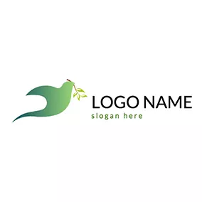 Green Logo Simple Dove and Olive Branch logo design