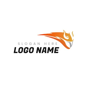 Viking Logo Simple Fire and Abstract Helmet logo design