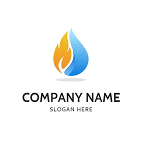オイル　ロゴ Simple Fire and Oil Drop logo design