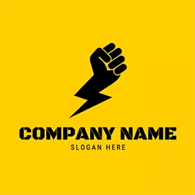 Combination Logo Simple Fist Hand Flash logo design