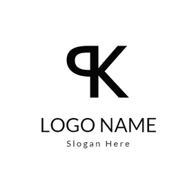 Logotipo Blanco Y Negro Simple Flipped P and K Monogram logo design