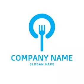 Combination Logo Simple Fork Magnifier Search logo design