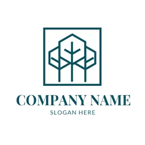 Baum Logo Simple Frame and Tree logo design