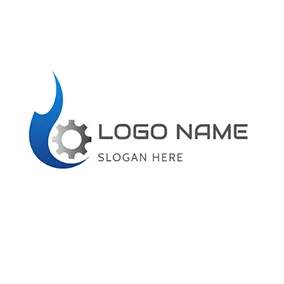 Fluid Logo Simple Gear and Oil logo design