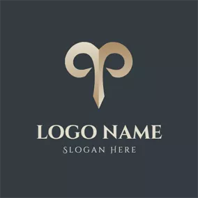 金色　ロゴ Simple Golden Aries Sign logo design