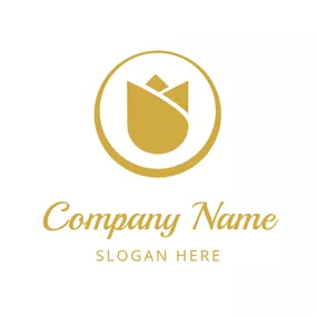 蕾のロゴ Simple Golden Blossom logo design
