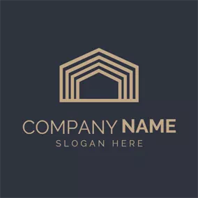 House Logo Simple Golden Construction logo design