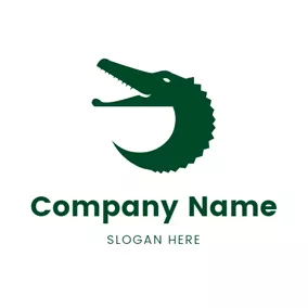 Logotipo De Caimán Simple Green Alligator logo design