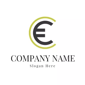 欧元 Logo Simple Green and Black Euro Symbol logo design