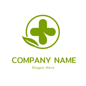 Plus Logo Simple Green Circle and Plus logo design