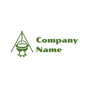 木材 Logo Simple Green Firewood and Cooker logo design