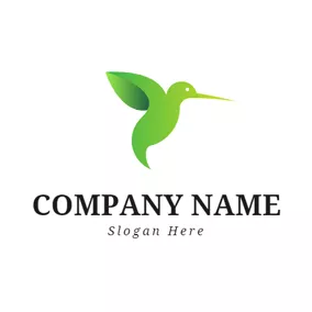 Twitter Logo Simple Green Hummingbird logo design
