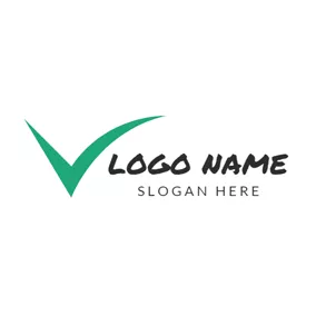 标记号logo Simple Green Letter V logo design