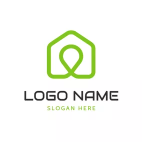Logo Immobilier Simple Green Line Little House logo design