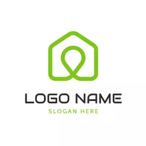 House Logo Simple Green Line Little House logo design