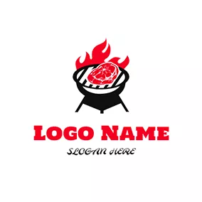 Logótipo De Churrasco Simple Grill Meat Flame Bbq logo design