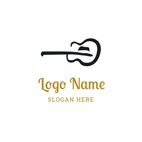 管弦樂隊logo Simple Guitar and Blues logo design