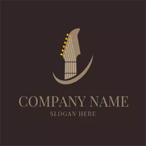 吉他Logo Simple Guitar and Curved Shape logo design
