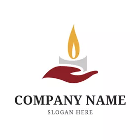 キャンドル　ロゴ Simple Hand and Candle logo design