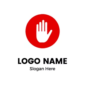 手　ロゴ Simple Hand Octagon Stop logo design