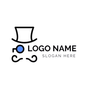 Magnifying Glass Logo Simple Hat and Mustache logo design