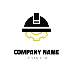 Builder Logo Simple Helmet Gear Workshop logo design