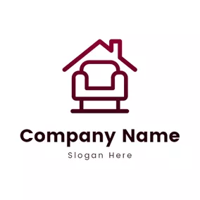 室内装饰Logo Simple House and Sofa logo design