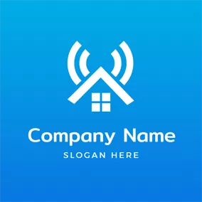 接続するロゴ Simple House and Wifi logo design