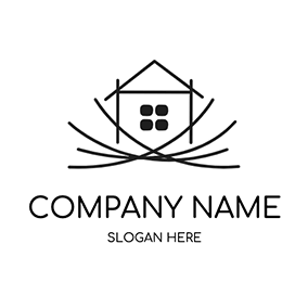 Building Logo Simple House Line Nest logo design