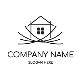 Nest Logo Simple House Line Nest logo design