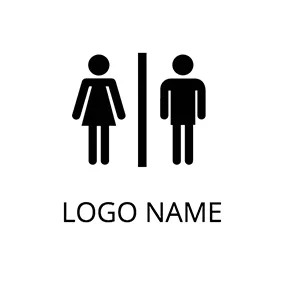 男性ロゴ Simple Human Symbol Toilet logo design