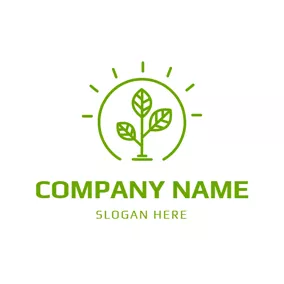 燈泡logo Simple Lamp and Organic Tree logo design