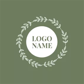 姓名Logo Simple Leaf Circle and Name logo design