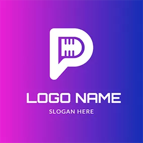 群れのロゴ Simple Letter P and Microphone logo design